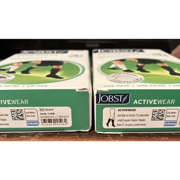 JOBST ACTIVE WEAR COMPRESSION‎ SOCKS 15-20mmHg~WHITE~ SIZE XL~LOT OF 2~NEW - Picture 2 of 7